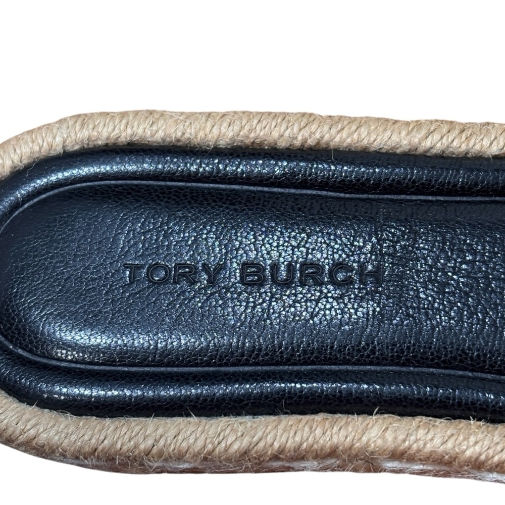 Tory Burch Everly Leather Espadrille Black Slides Sandals Women's Size 6.5 NWOB - Picture 4 of 9